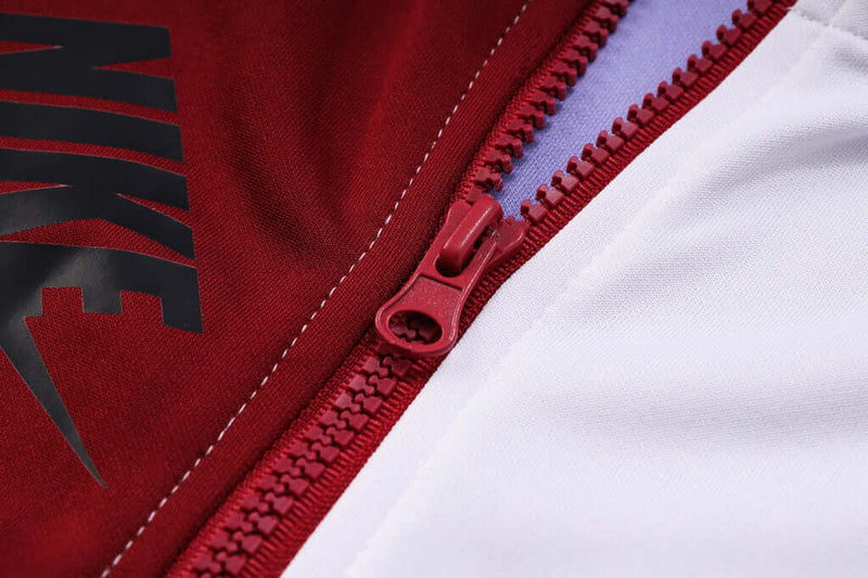 Conjunto de Moletom Nike Sportswear Tech Fleece com Touca Branco, Bordo e Roxo