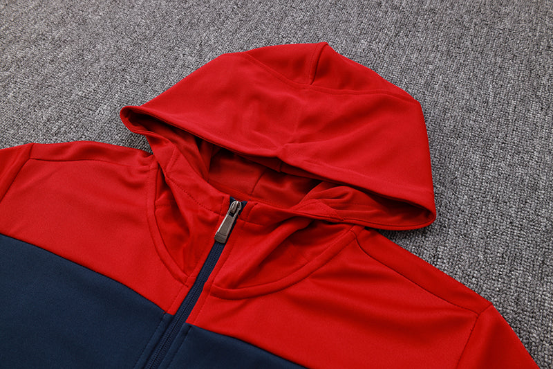 Conjunto de Moletom Adidas Sportswear com Touca Vermelho e Azul