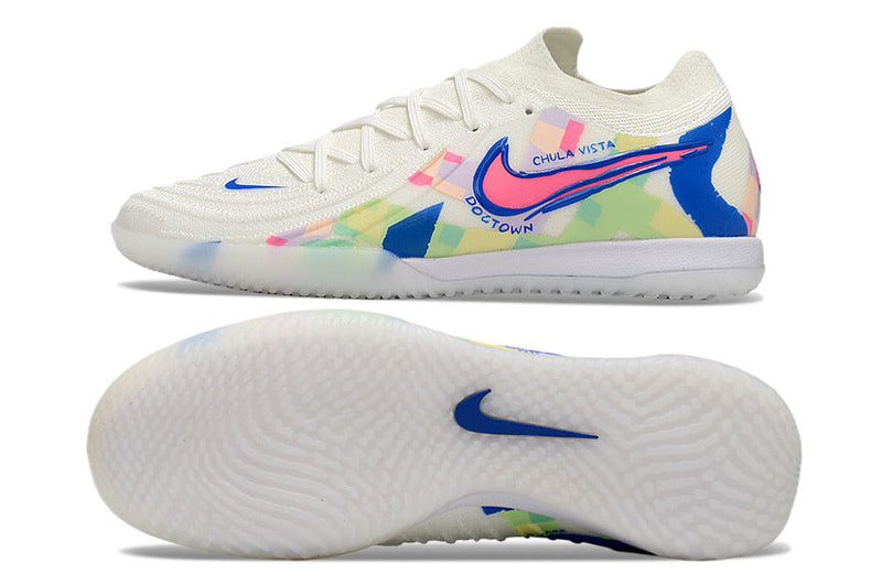 Chuteira Futsal Nike Phantom GX 2 Elite IC Branco, Azul e Rosa