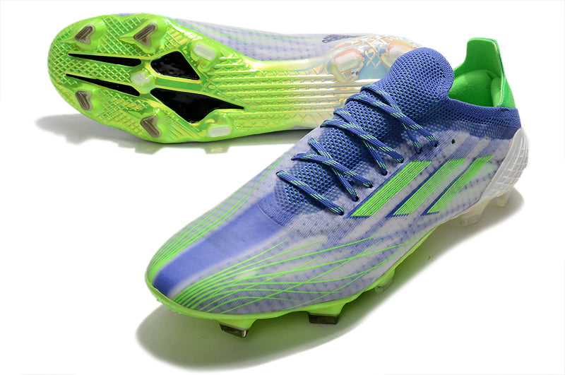 Chuteira Campo Adidas X Speedflow.1 FG Azul e Verde "Special Adizero Prime"