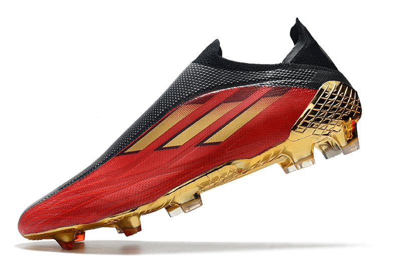 Chuteira Campo Adidas X Speedflow+ FG Vermelho e Dourado "Showdown Pack"