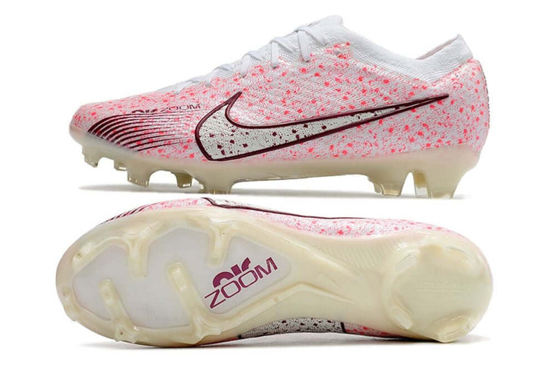 Chuteira Campo Nike Air Zoom Mercurial Vapor 15 Elite FG Branca e Vermelha