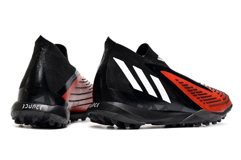 Chuteira Society Adidas Predator Edge+ TF Preta e Vermelha "Custom"