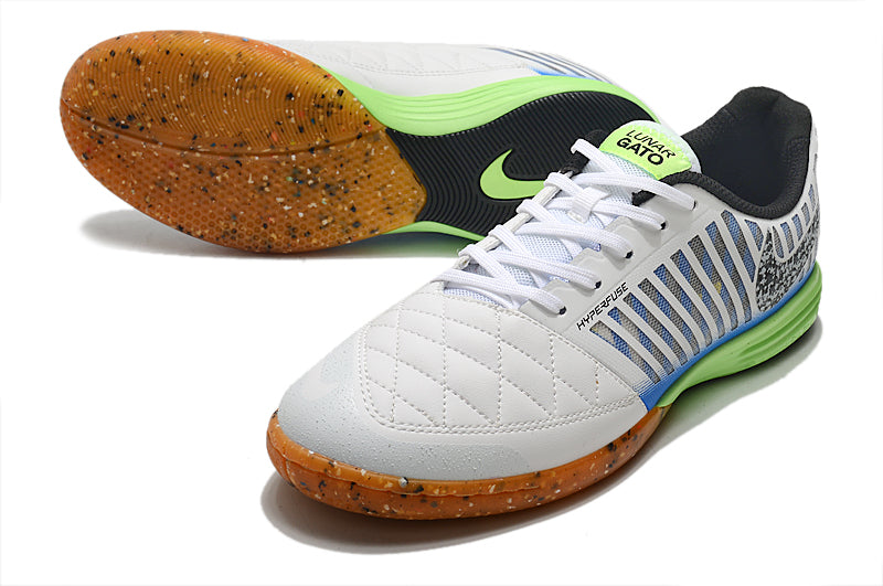 Chuteira Futsal Nike Lunar Gato II IC Branca, Azul e Verde