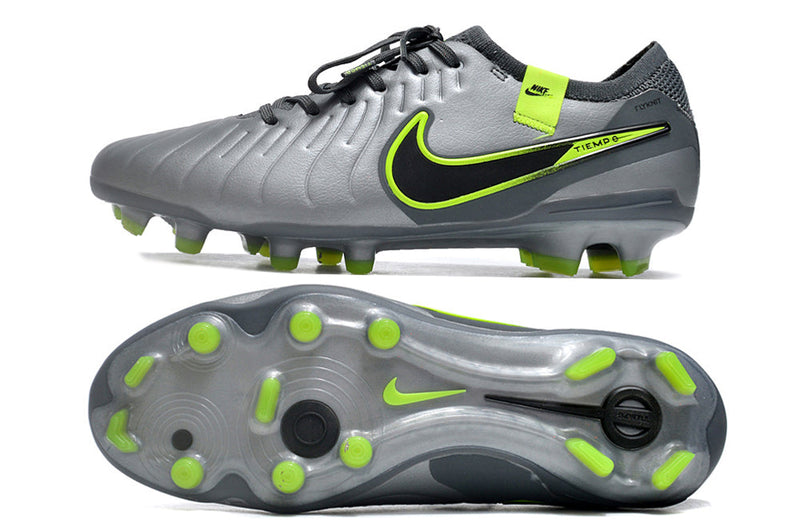 Chuteira Campo Nike Tiempo Legend 10 Elite FG Cinza, Preta e Verde