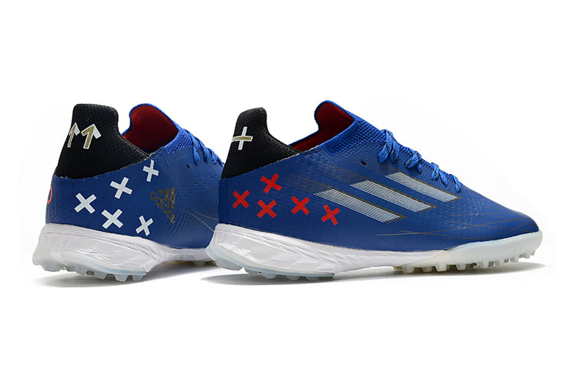 Chuteira Society Adidas X Speedflow.1 TF Azul e Branca