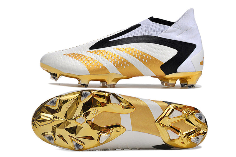 Chuteira Campo Adidas Predator Accuracy+ Bellingham FG Branca e Dourada