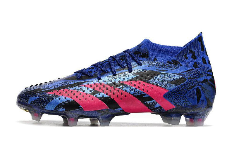 Chuteira Campo Adidas Predator Accuracy.1 FG Azul e Rosa "Pogba"