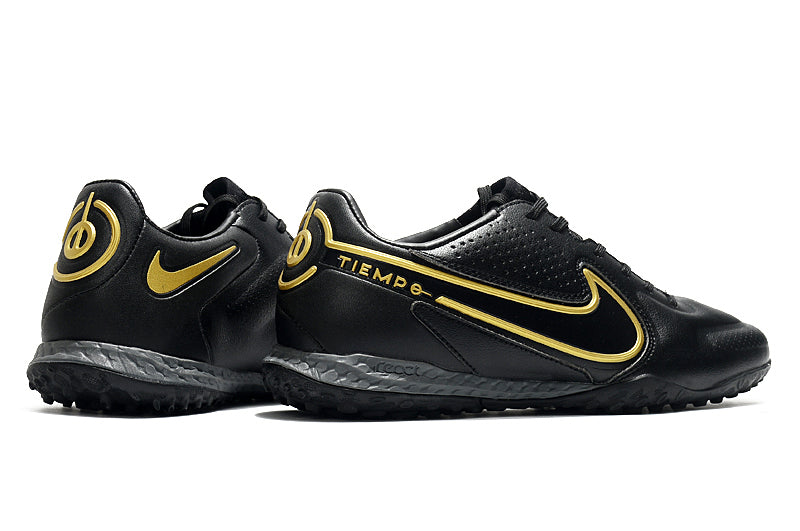 Chuteira Society Nike Tiempo Legend 9 Elite TF Preto e Dourado