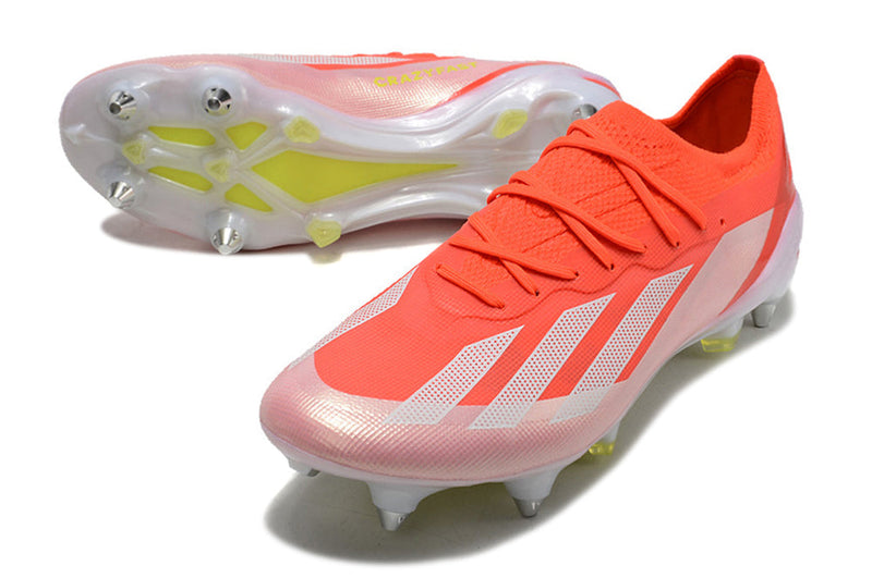 Chuteira Campo Adidas X Crazyfast Messi.1  Ponta de Aluminio Vermelha e Branca "Energy Citrus Pack"