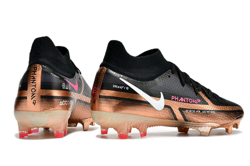 Chuteira Campo Nike Phantom GT2 DF Elite FG Preta e Cobre "Generation Pack"