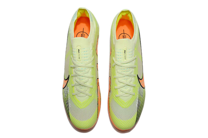 Chuteira Campo Nike Air Zoom Mercurial Vapor 15 Elite FG Verde e Laranja