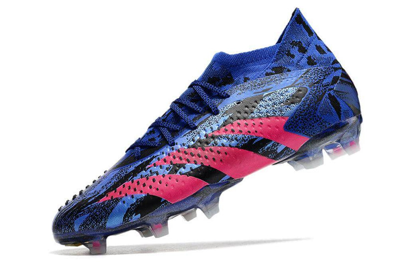 Chuteira Campo Adidas Predator Accuracy.1 FG Azul e Rosa "Pogba"