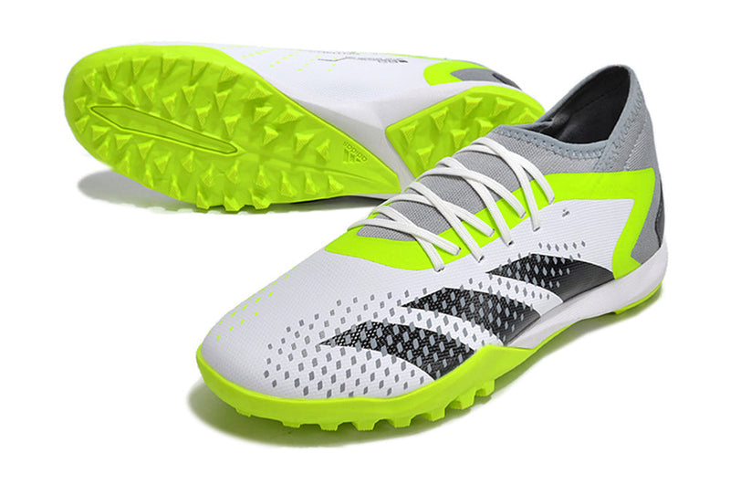 Chuteira Society Adidas Predator Accuracy.1 TF Branca e Verde "Crazyrush Pack"