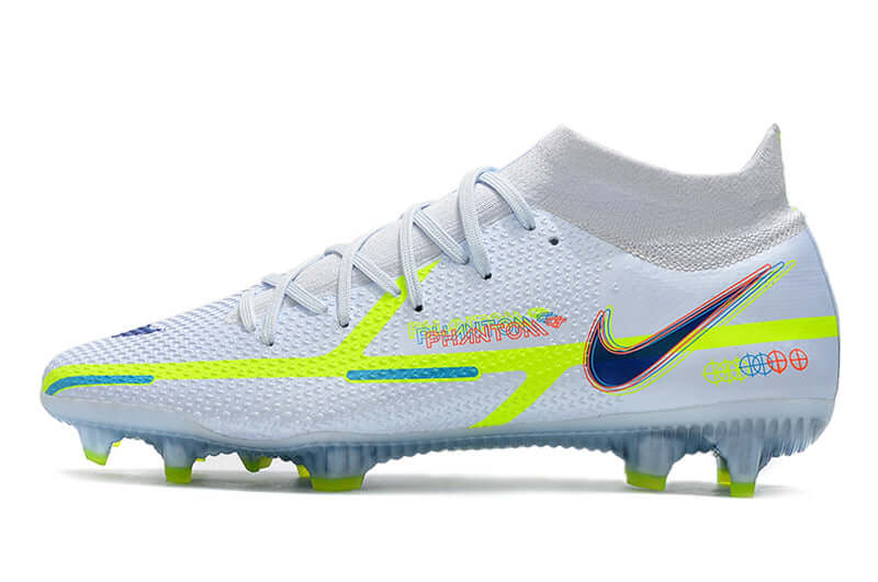 Chuteira Campo Nike Phantom GT2 DF Elite FG Branca e Verde "Progress Pack"