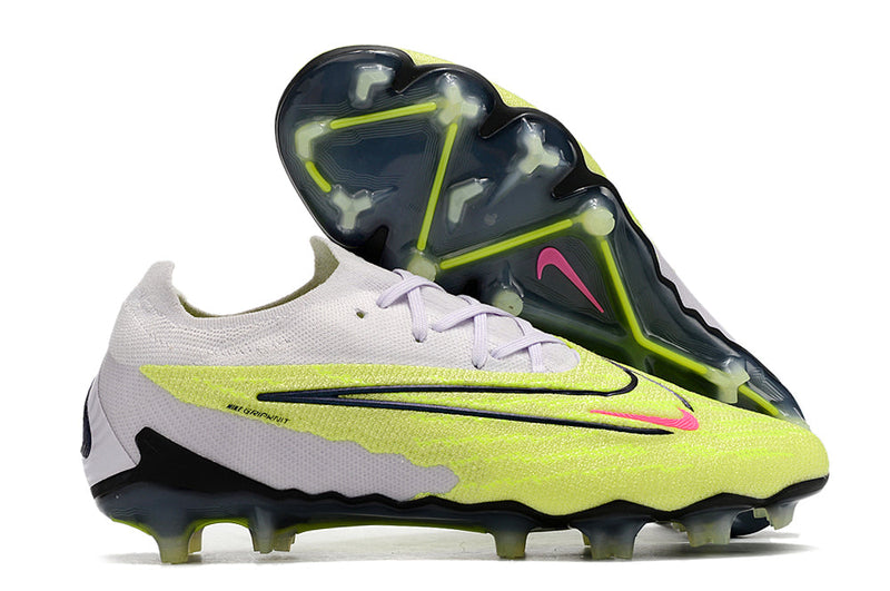 Chuteira Campo Nike Phantom GX Elite FG Branca e Verde "Luminous Pack"