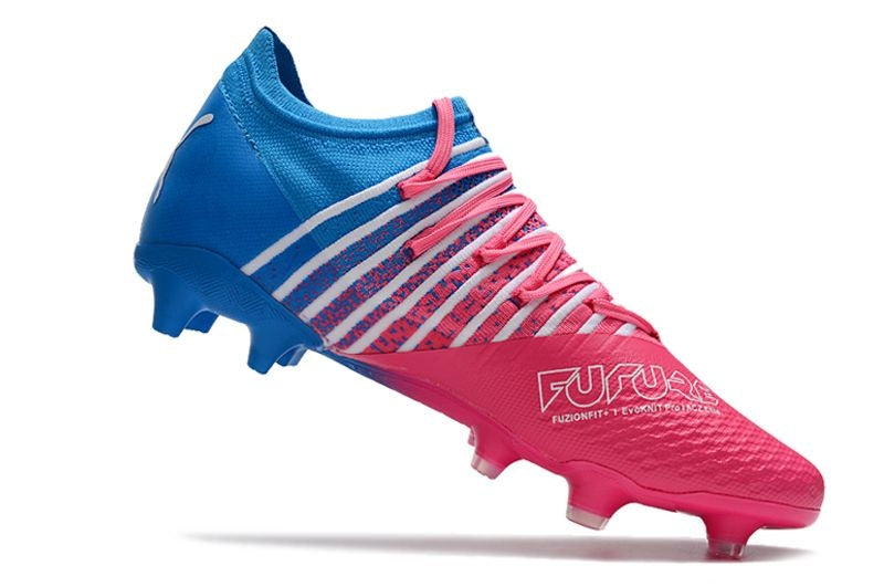 Chuteira Campo Puma Future Z 1.3 FG Azul e Rosa