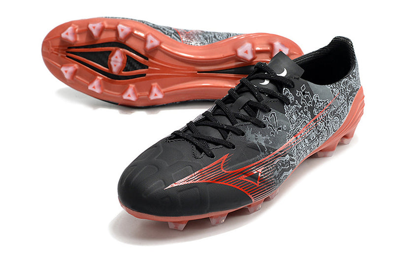 Chuteira Campo Mizuno Alpha FG Preta e Vermelha "Sergio Ramos"