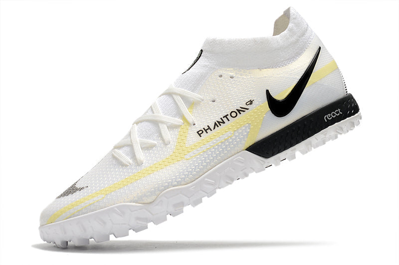 Chuteira Society Nike Phantom GT2 DF Elite TF Branco e Preto