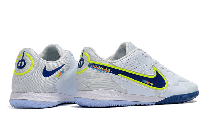 Chuteira Futsal Nike Tiempo Legend 9 Elite IC Branca e Azul "Progress Pack"