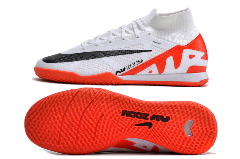 Chuteira Futsal Nike Air Zoom Mercurial Superfly 9 Elite IC Branca e Laranja "Ready Pack"