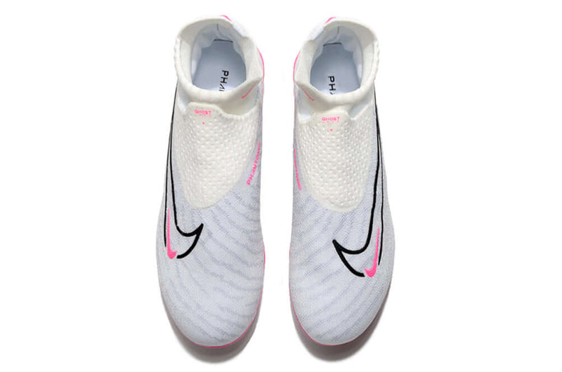 Chuteira Campo Nike Phantom GX DF Elite FG Branca e Rosa