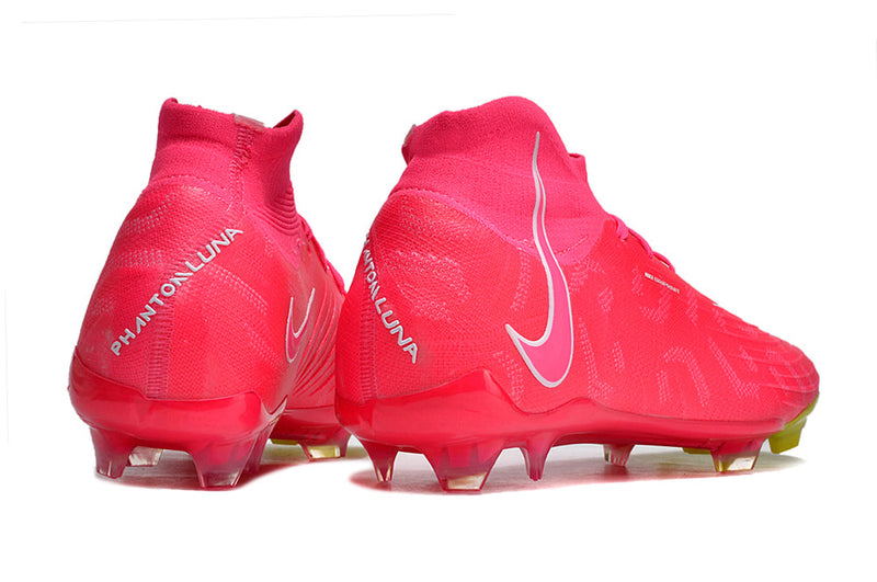 Chuteira Campo Nike Phantom Luna FG Rosa e Verde