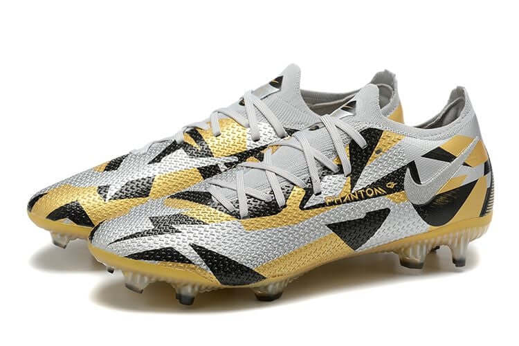 Chuteira Campo Nike Phantom GT2 Elite FG Cinza e Dourado