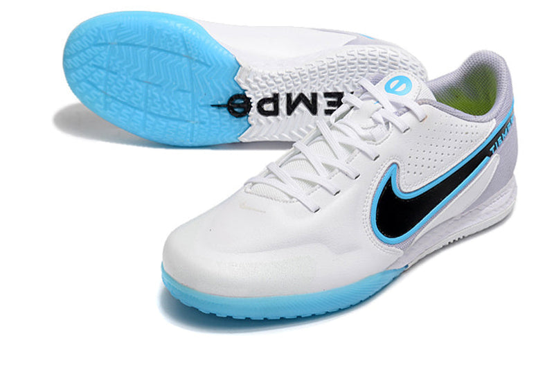 Chuteira Futsal Nike Tiempo Legend 9 Elite IC Branca e Azul "Blast Pack"