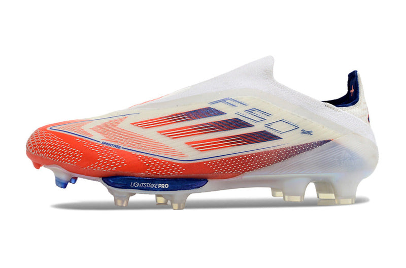 Chuteira Campo Adidas F50+ LL FG Branca, Azul e Vermelha "Advancement Pack"