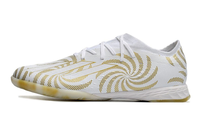 Chuteira Futsal Adidas X Speedportal.1 IC Branca e Dourada "Benzema Ballon d'Or"