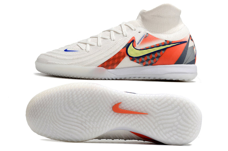 Chuteira Futsal Nike Phantom Luna Elite IC Branca e Vermelho "Barna Pack"