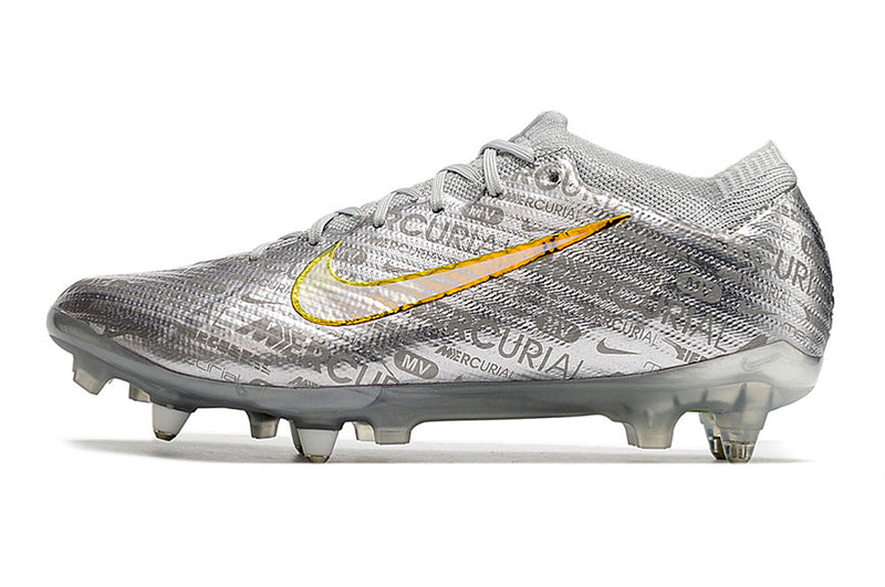 Chuteira Campo Nike Air Zoom Mercurial Vapor 15 Elite Ponta de Aluminio Prata "Anniversary 25 Years Pack"