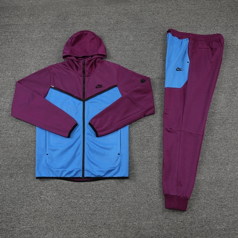 Conjunto de Moletom Nike Sportswear Tech Fleece com Touca Roxo e Azul