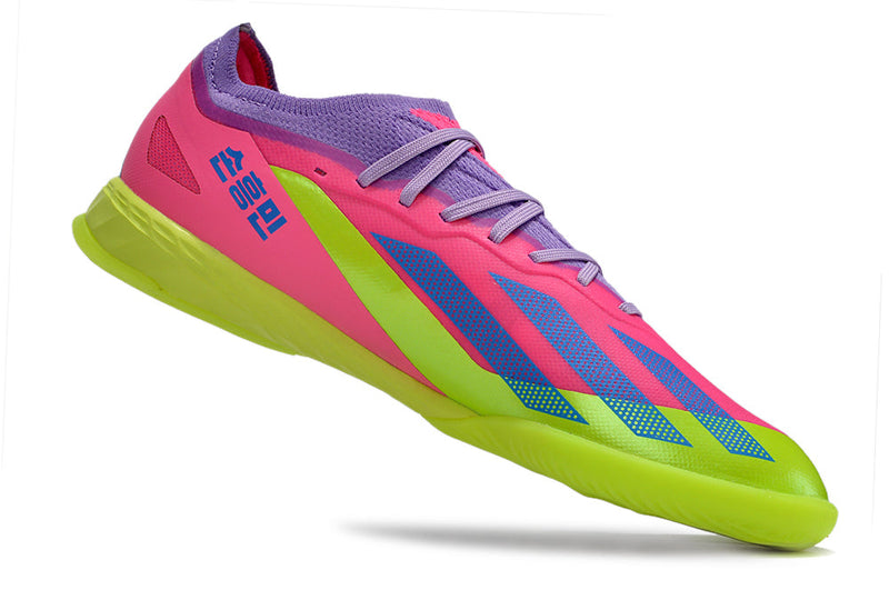 Chuteira Futsal Adidas X Crazyfast.1 IC Rosa e Verde "Son"