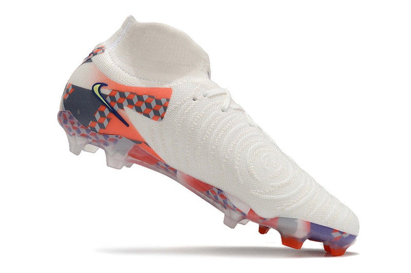 Chuteira Campo Nike Phantom Luna 2 Elite FG Branca e Vermelha "Barna Pack"