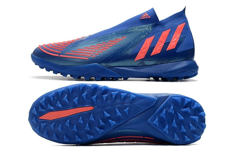 Chuteira Society Adidas Predator Edge+ TF Azul e Laranja "Shappire Edge"