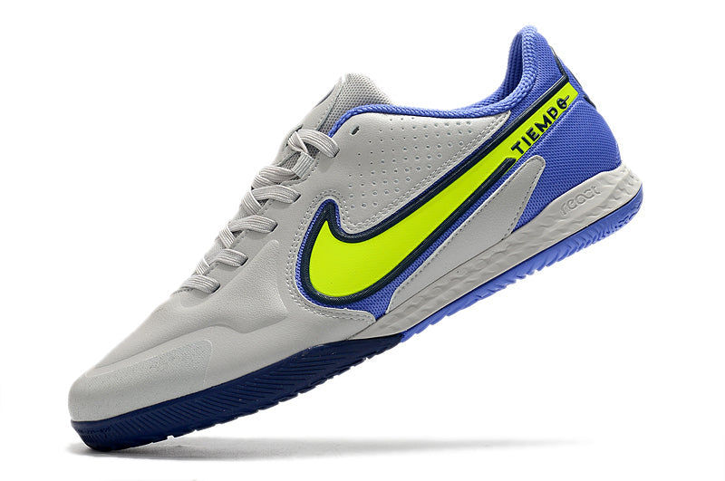 Chuteira Futsal Nike Tiempo Legend 9 Elite IC Cinza e Azul "Recharge Pack"