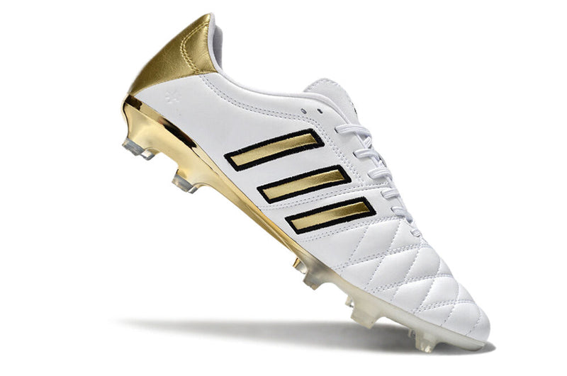 Chuteira Campo Adidas AdiPure 11 Pro FG Branca e Dourada "Toni Kroos"