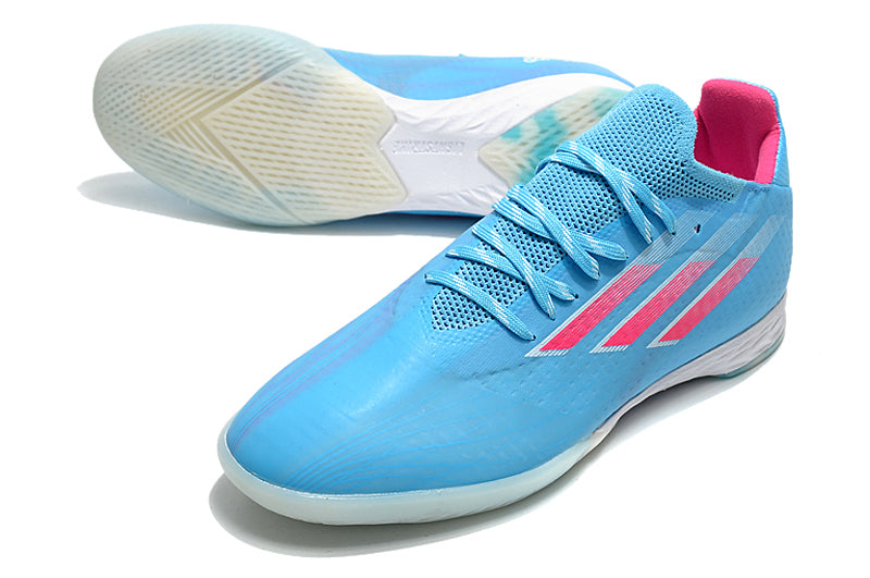 Chuteira Futsal Adidas X SpeedFlow.1 IC Azul e Rosa "Shapire Edge Pack II"