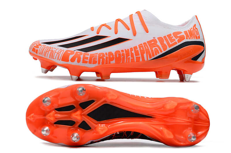 Chuteira Campo Adidas X Speedportal Messi.1 Ponta de Aluminio Branca e Laranja "Balon te Adoro Pack"