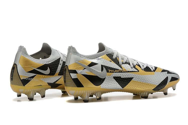 Chuteira Campo Nike Phantom GT2 Elite FG Cinza e Dourado