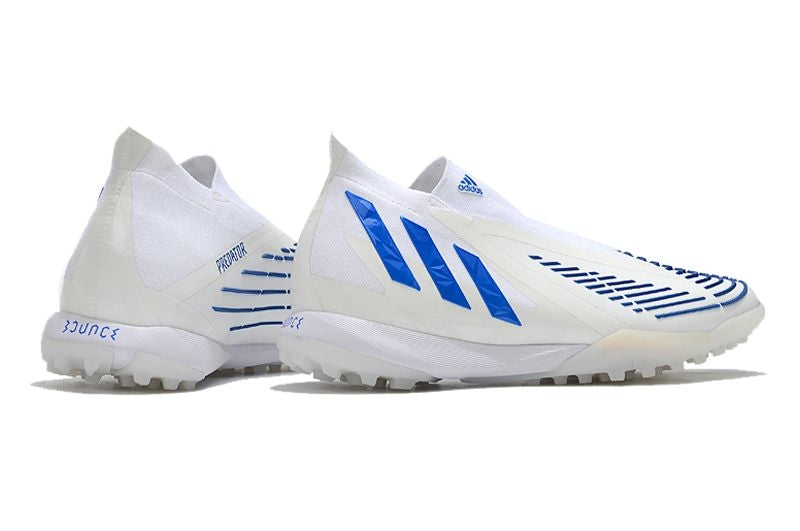 Chuteira Society Adidas Predator Edge+ TF Branca e Azul "Diamond Edge Pack"