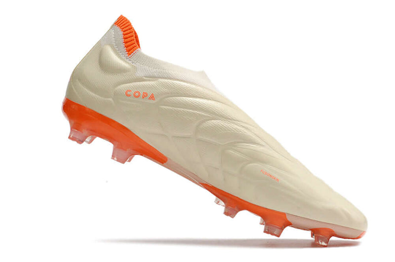 Chuteira Campo Adidas Copa Pure+ FG Bege e Laranja "Heatspawn Pack"