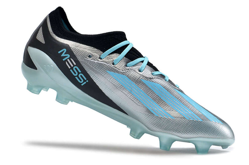 Chuteira Campo Adidas CrazyFast Messi.1 FG Prata e Azul "Infinito"