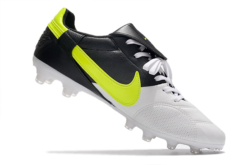 Chuteira Campo Nike Premier 3 FG Branca, Preta e Verde "Eurocopa 2012"