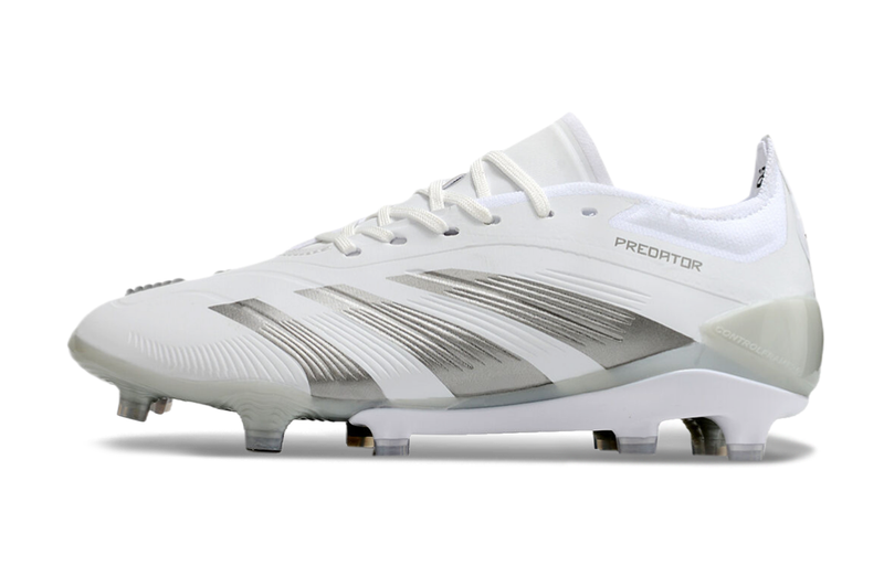 Chuteira Campo Adidas Predator Elite FG Branca e Prata "Pearlized Pack"