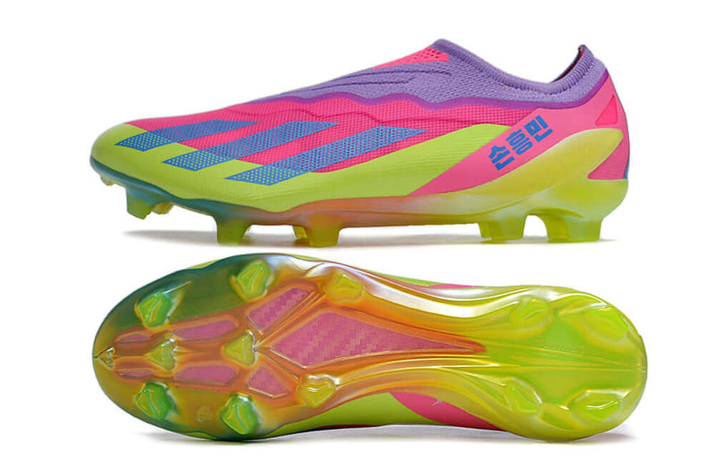 Chuteira Campo Adidas CrazyFast.1 LL FG Rosa e Verde "Son"