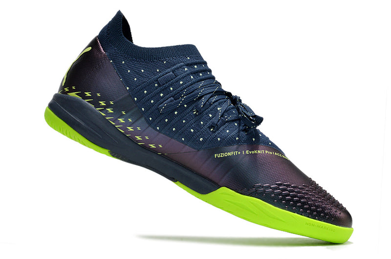 Chuteira Futsal Puma Future Z 1.3 IC Azul e Verde "Fatest Pack"