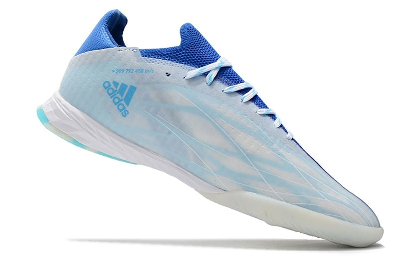 Chuteira Futsal Adidas X Speedflow.1 IC Azul e Branca "Diamond Edge Pack"